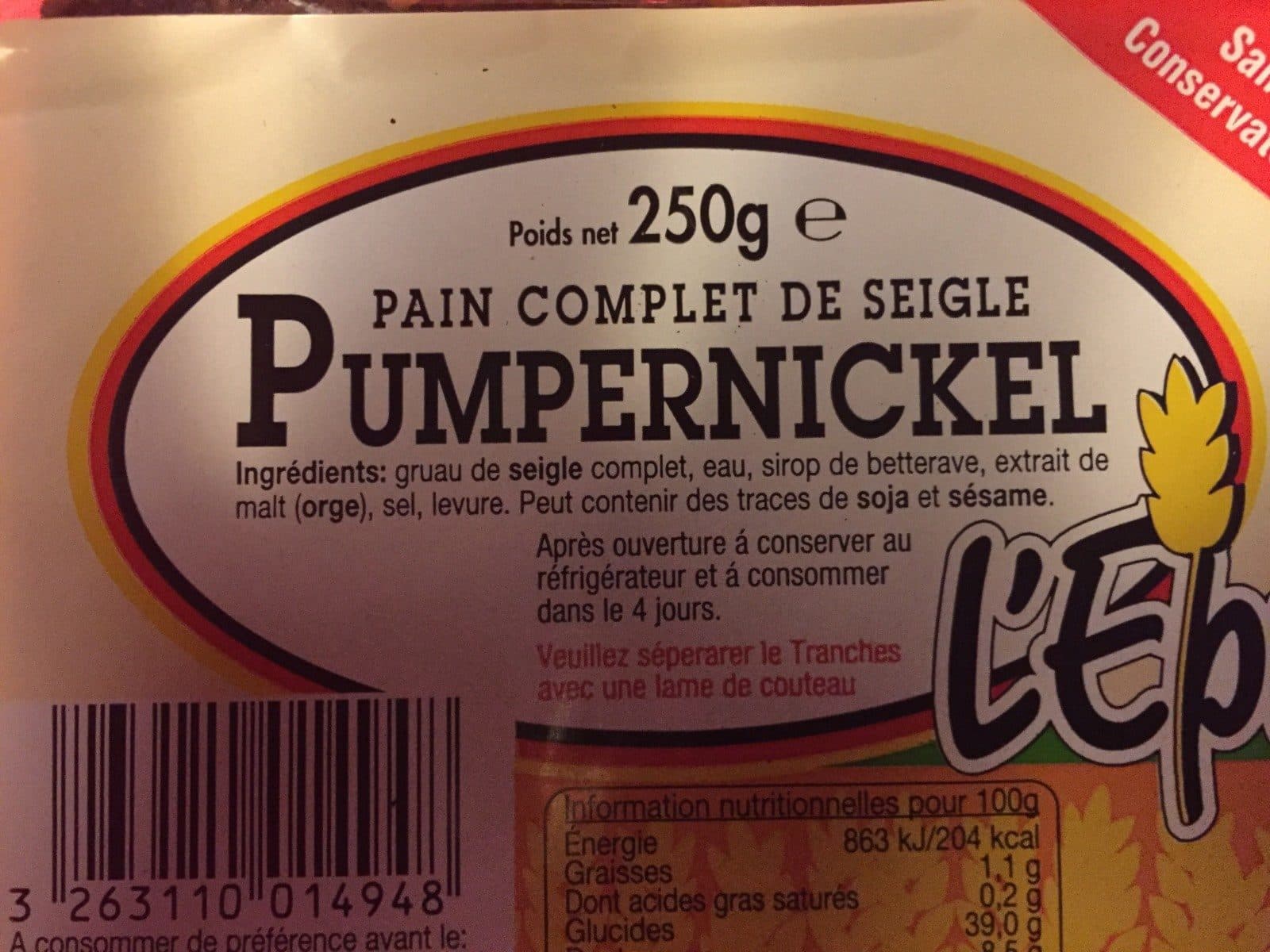 Open Food Facts Pain Complet de Seigle Pumpernickel packshot