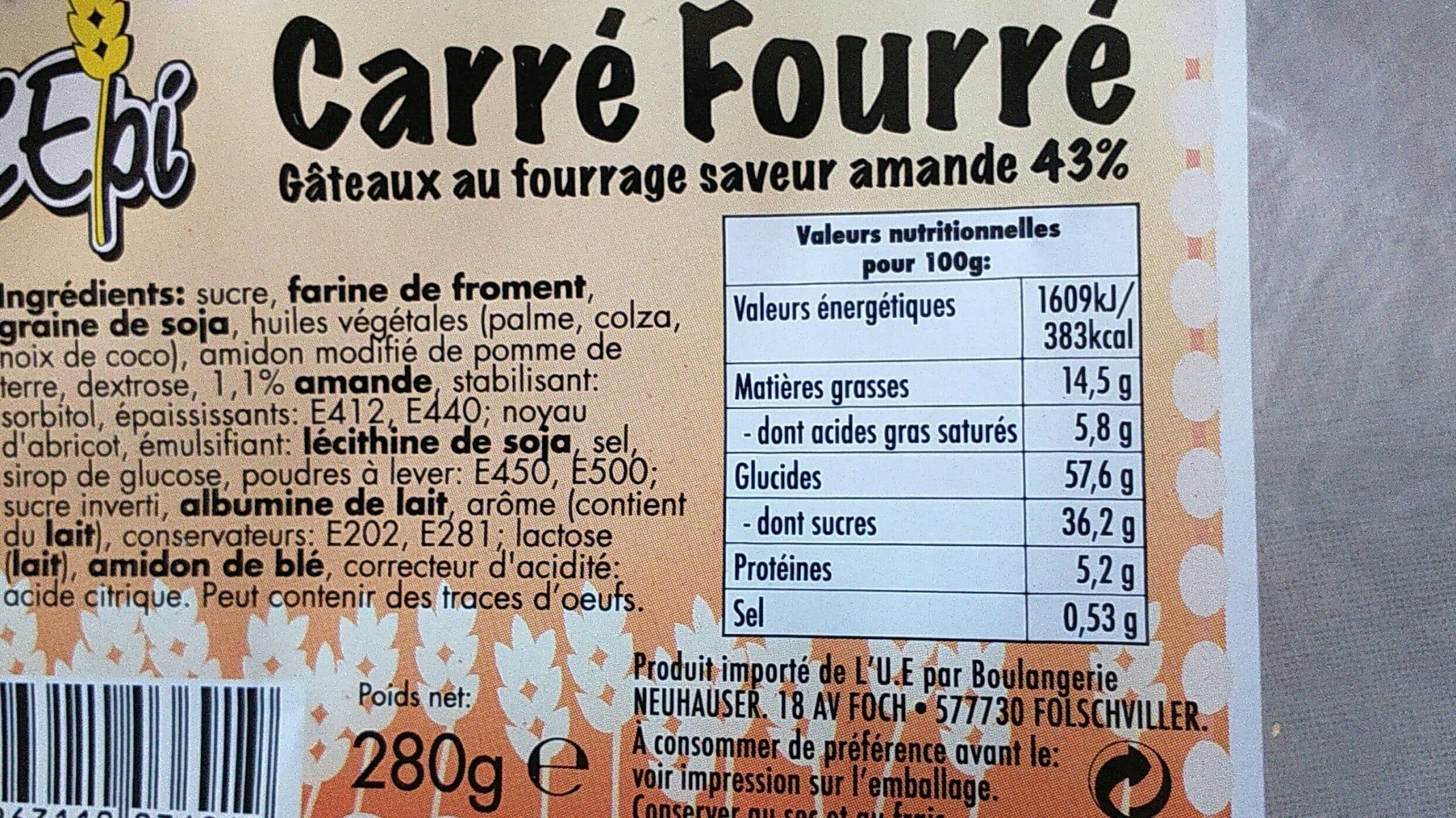 L’Épi Gâteau carré fourré packshot