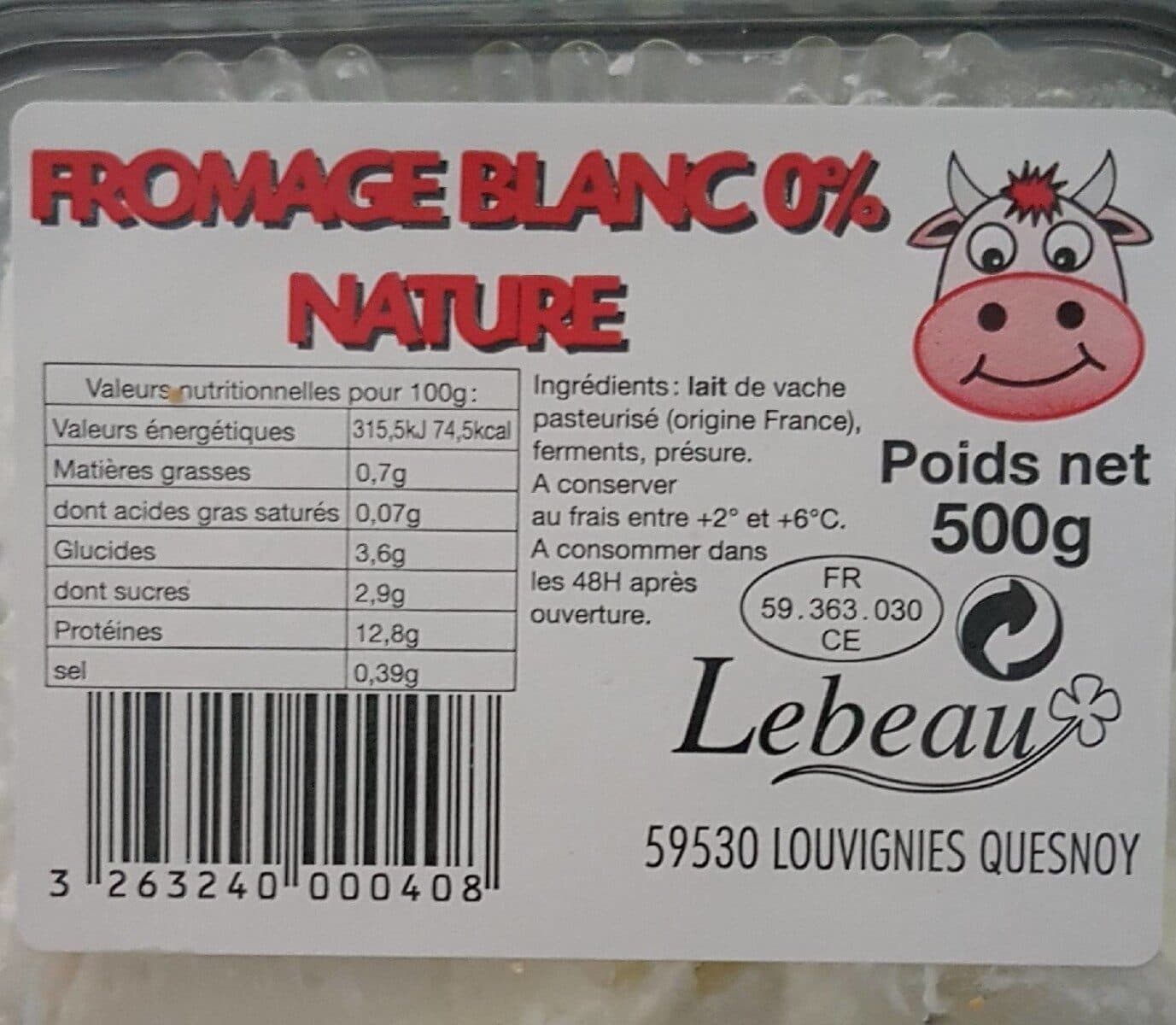 Open Food Facts Fromage blanc Nature 0% packshot