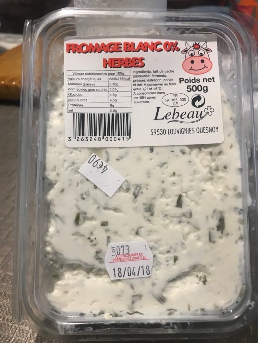 Open Food Facts Fromage Blanc 0% aux Herbes packshot