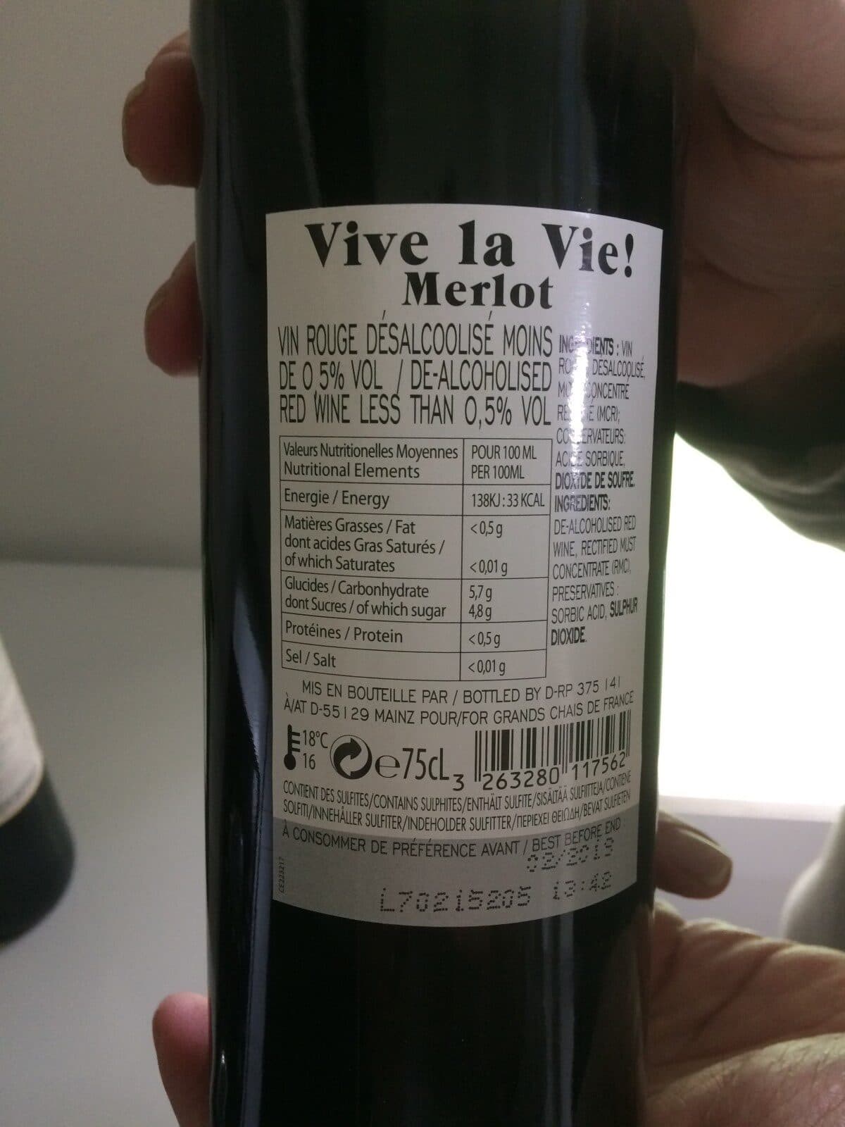 Open Food Facts Merlot sans alcool packshot