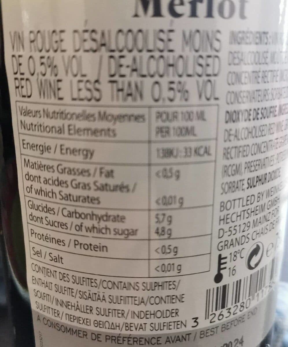 Open Food Facts Merlot sans alcool packshot