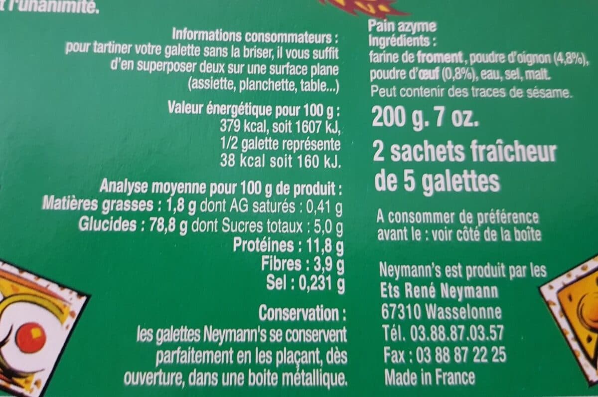 Neymann's Pain spécial croustillant oeufs et oignons packshot