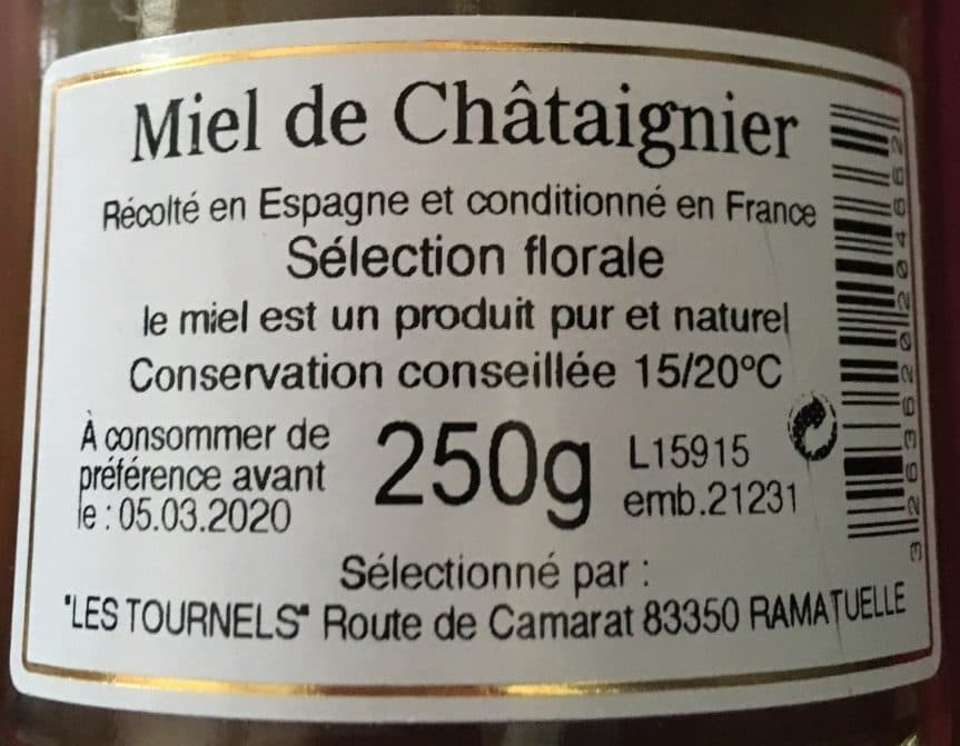 Les Tournels Miel de Châtaigner packshot