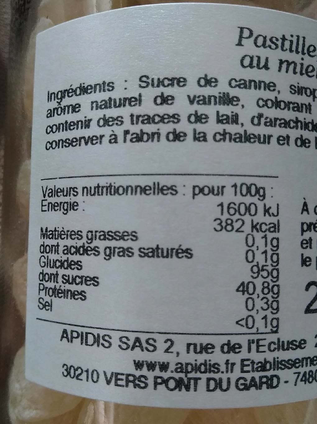 Les Ruchers De Bourgogne Bonbon pastille au miel packshot
