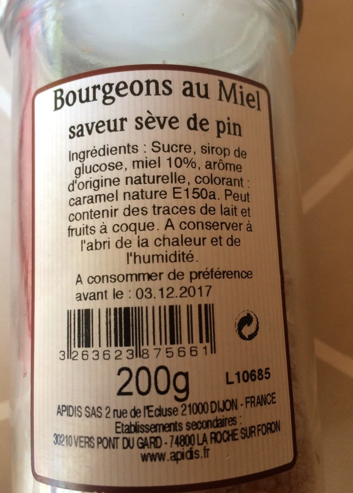 Open Food Facts Bourgeons au miel packshot