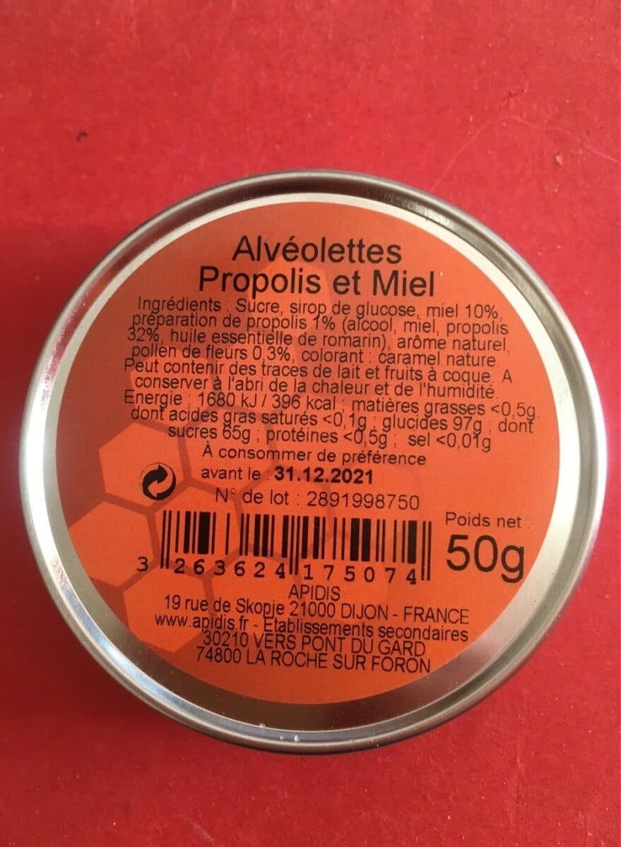 Apidis Alvéolettes Propolis et Miel packshot