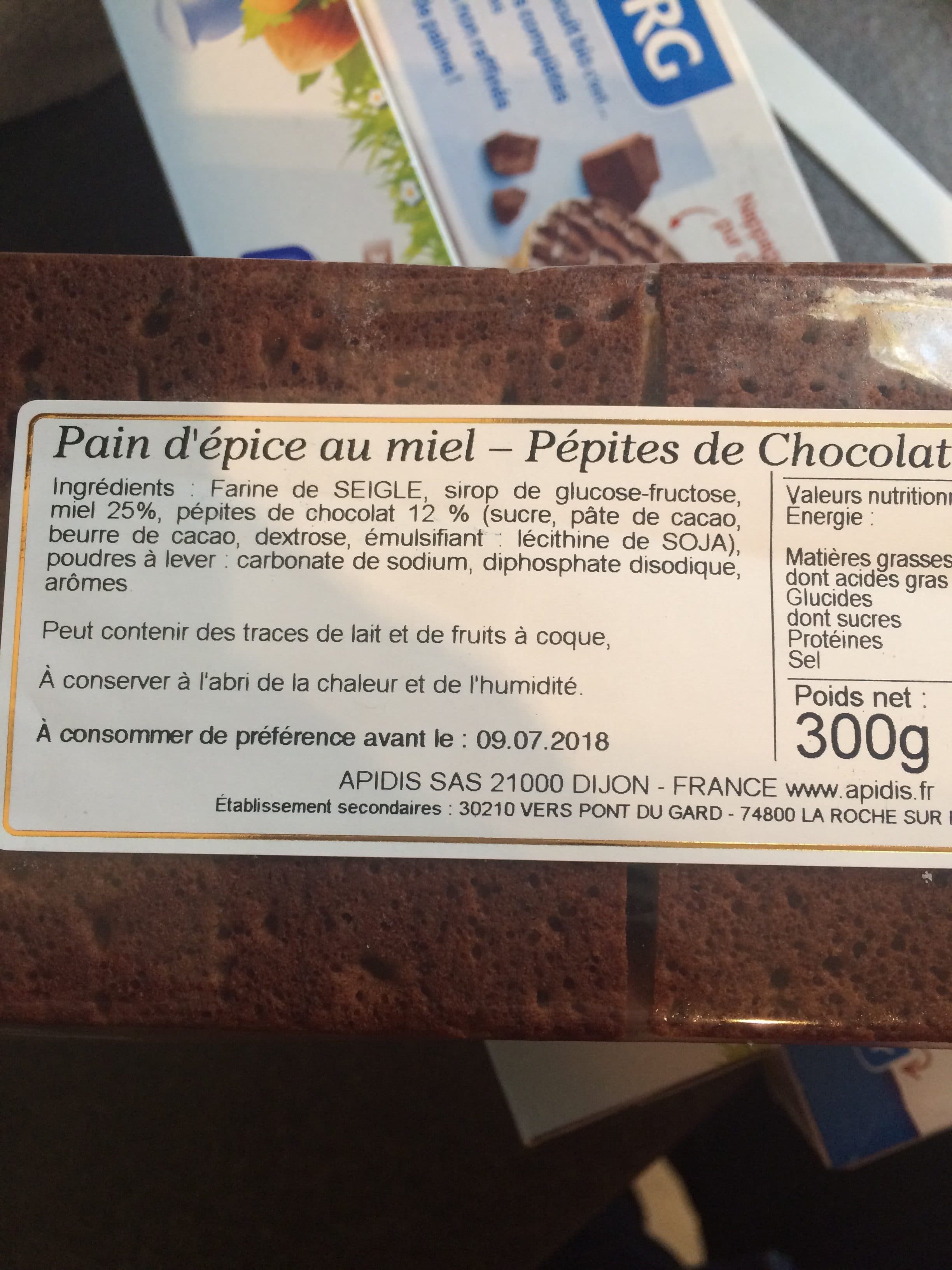 Le Bon Miel Pain d'épices au miel pépites de chocolat packshot