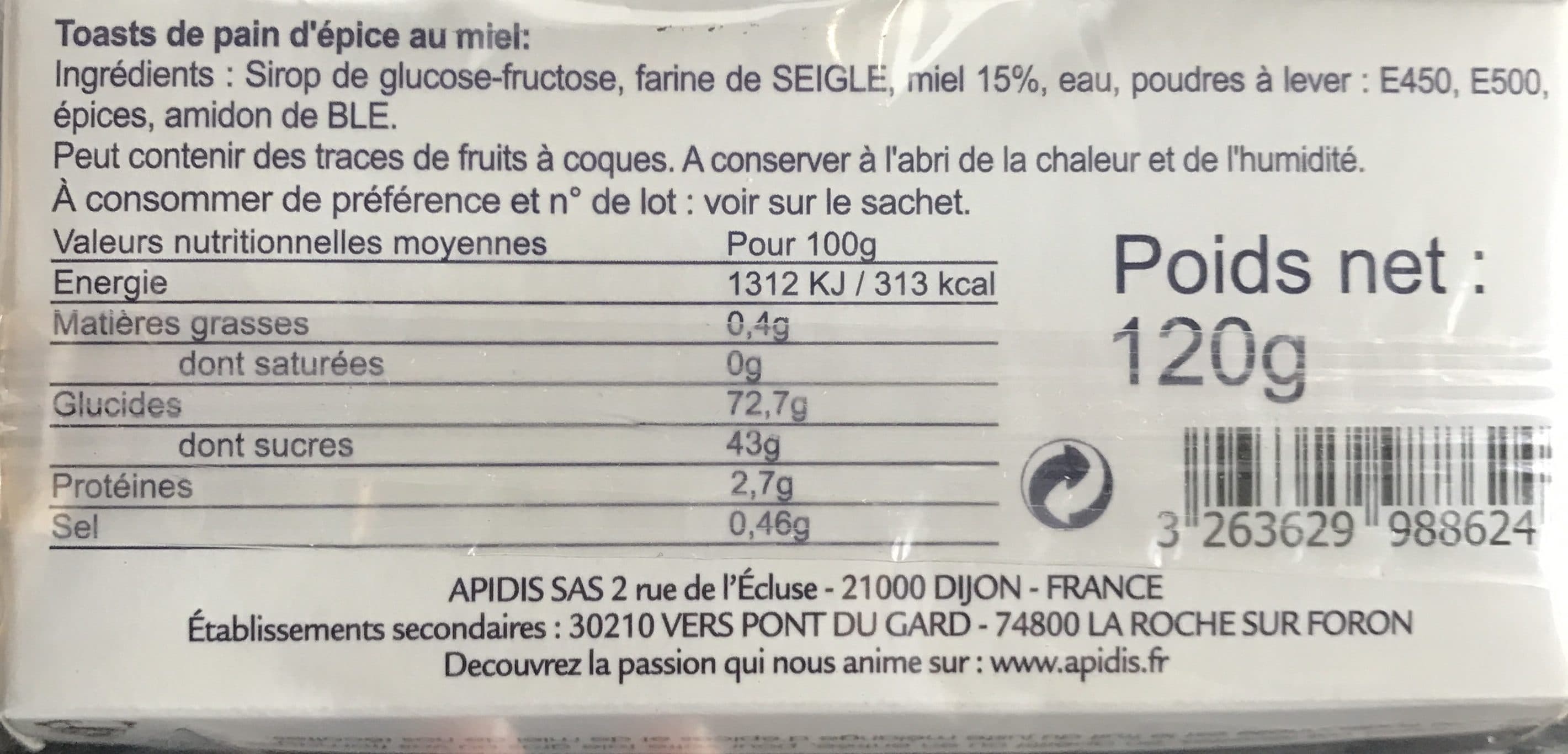 Toast Pain d’epice au miel packshot