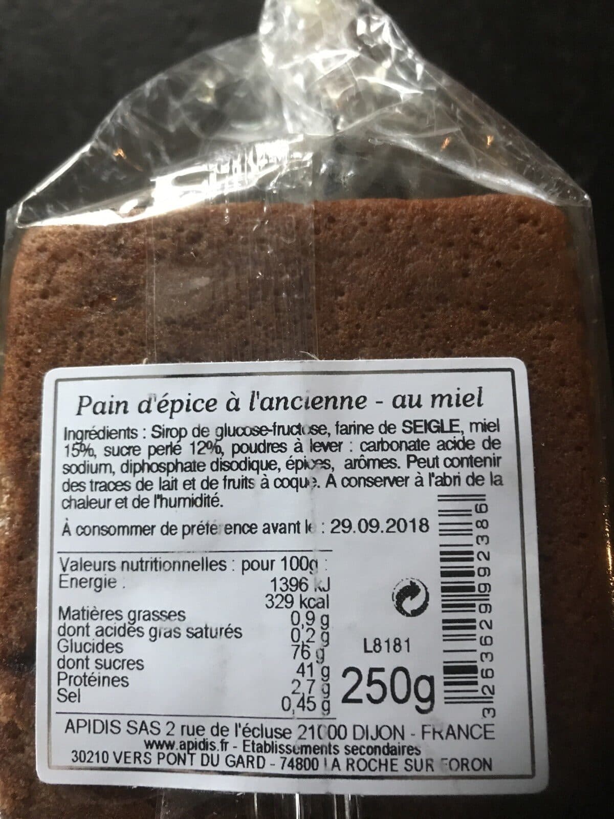 Open Food Facts Pain d'epices a l'ancienne au miel packshot