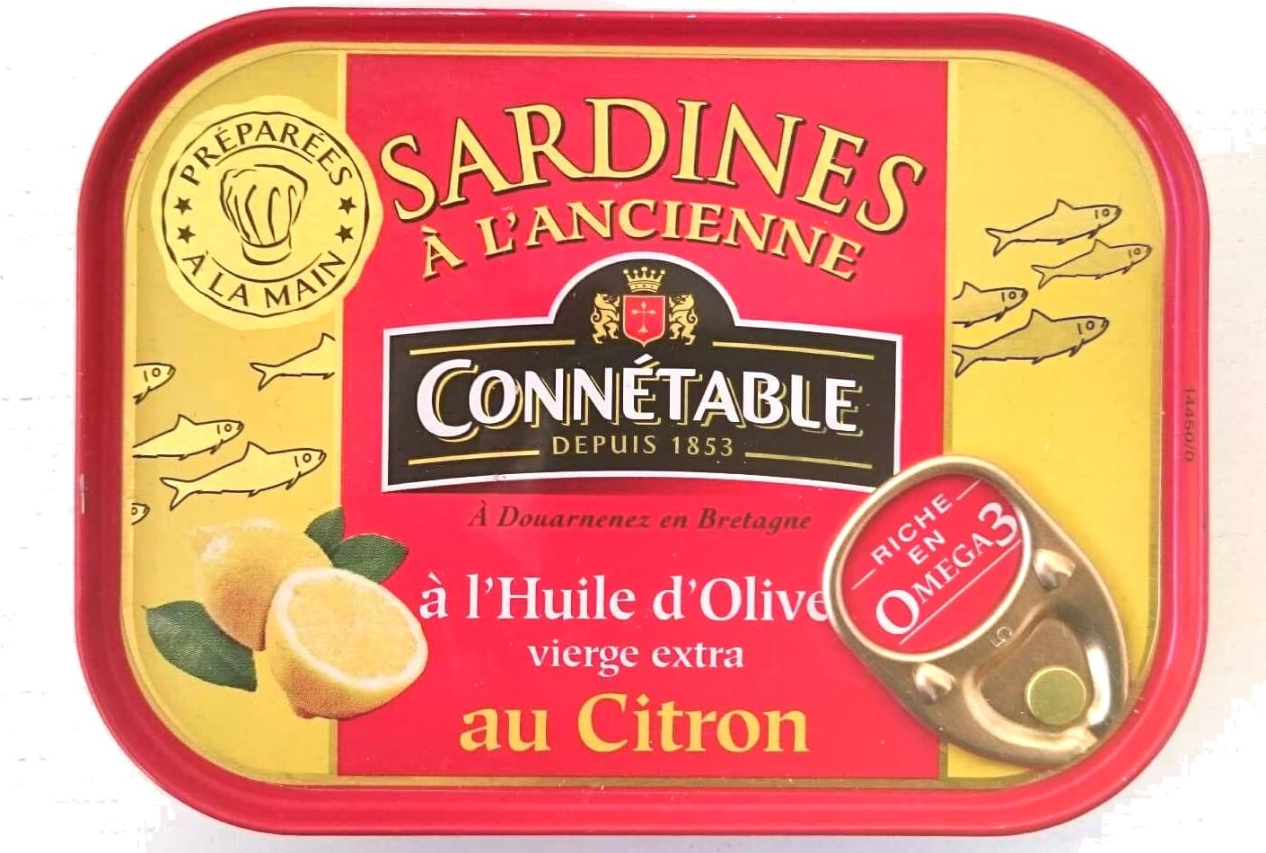 Connétable Sardines à l'Ancienne à l'Huile d'Olive vierge extra au Citron packshot