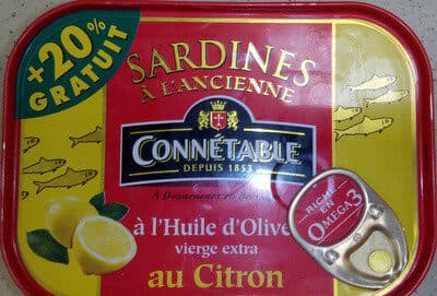Connétable Sardine à l'ancienne à l'huile d'olive vierge extra au citron packshot