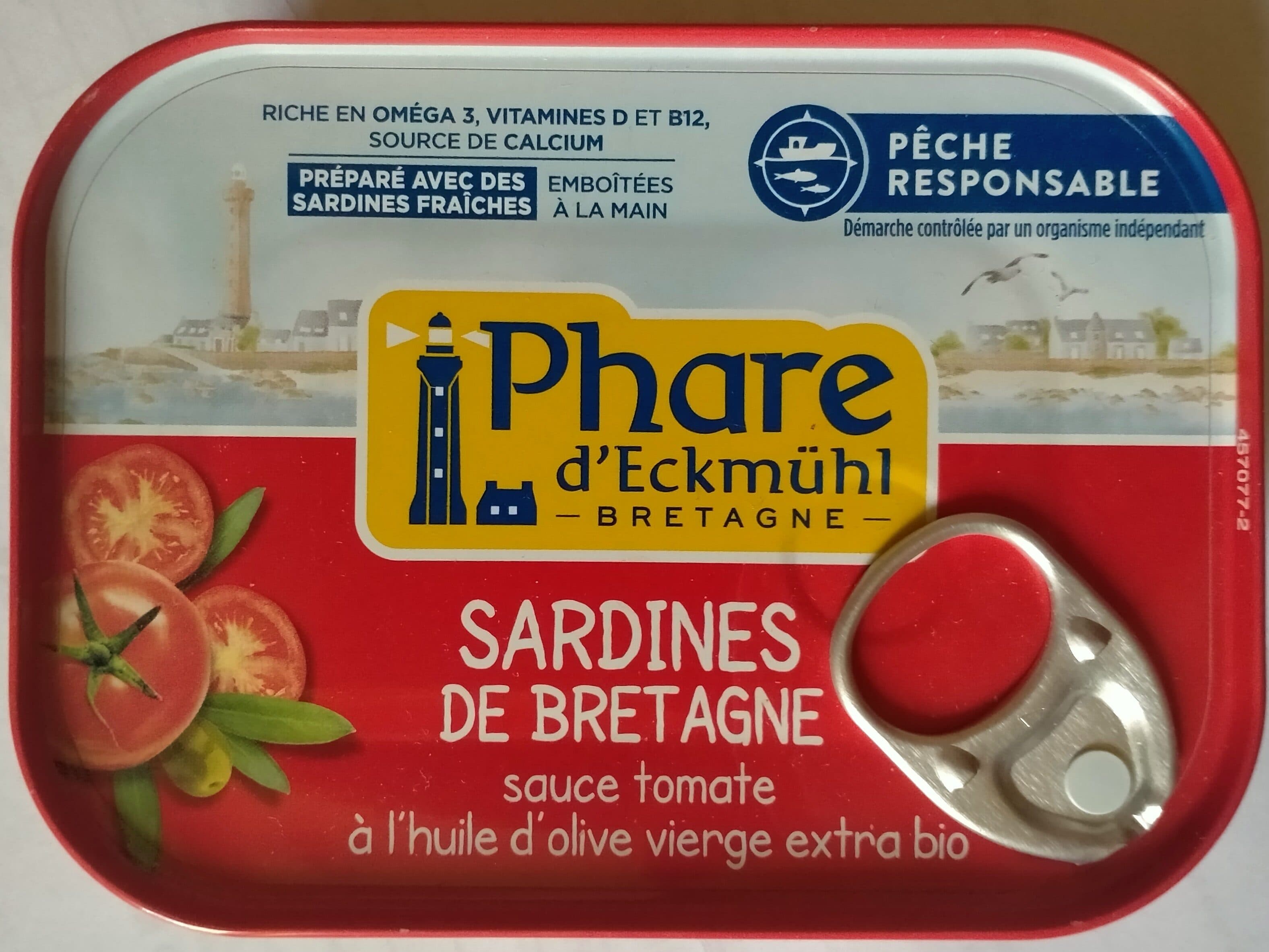 Phare d'Eckmühl Sardines de Bretagne à la sauce tomate à l'huile d'olive packshot
