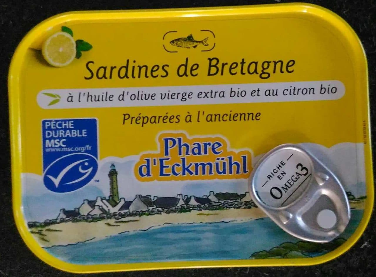 Phare d'Eckmühl Sardines de Bretagne à l'Huile d'Olive Vierge Extra Bio et au Citron Bio packshot