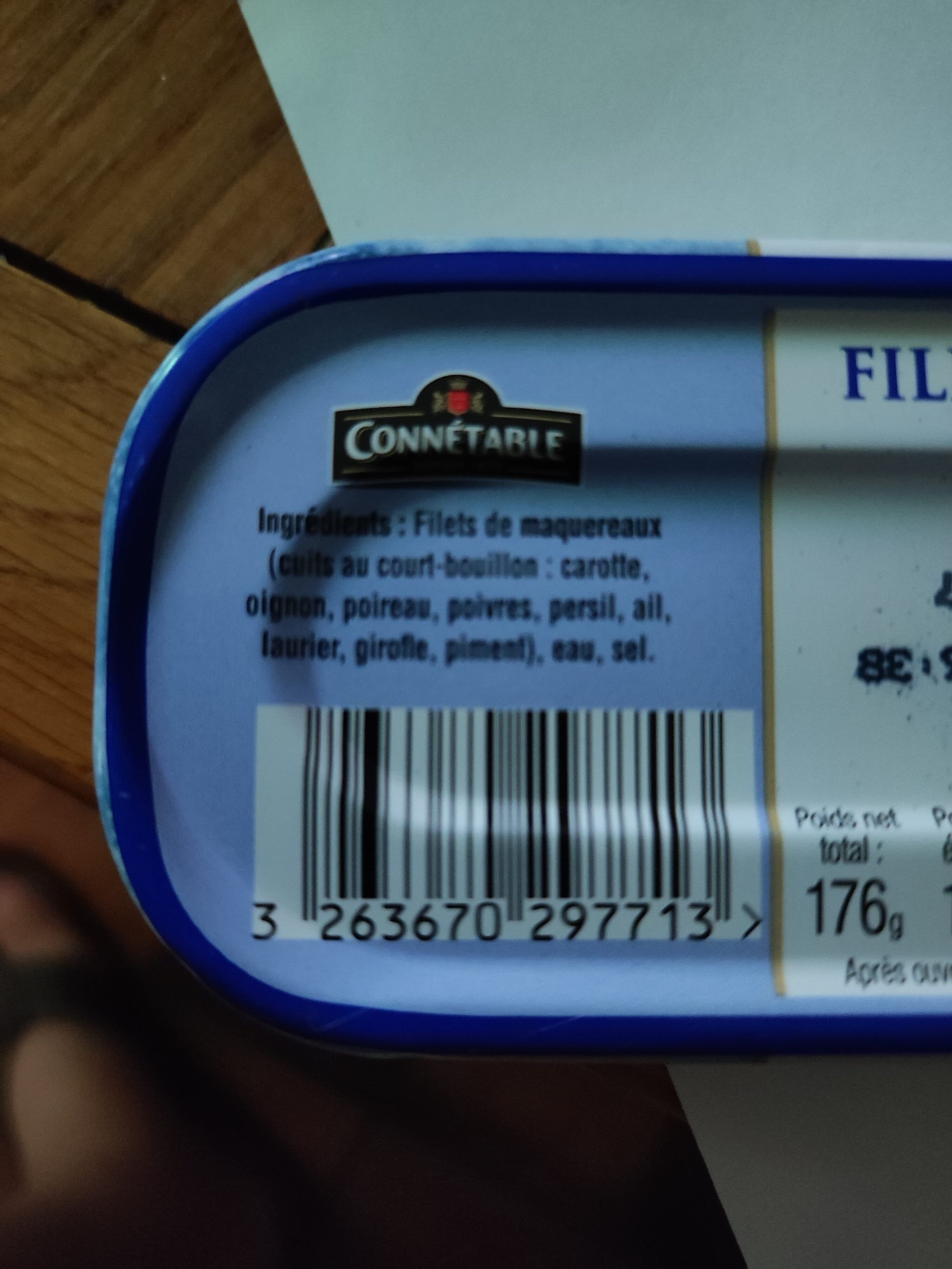 Connétable Filets de maquereaux au naturel packshot