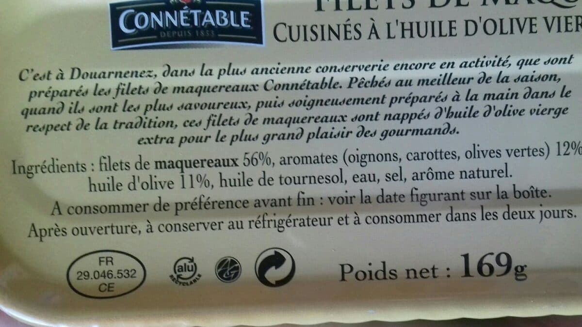 Connétable filet de marquereaux huile olive packshot