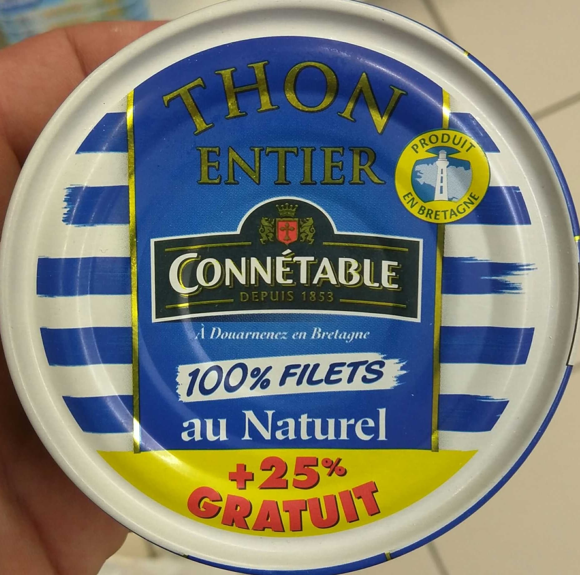 Connétable Thon entier 100% Filets au Naturel packshot