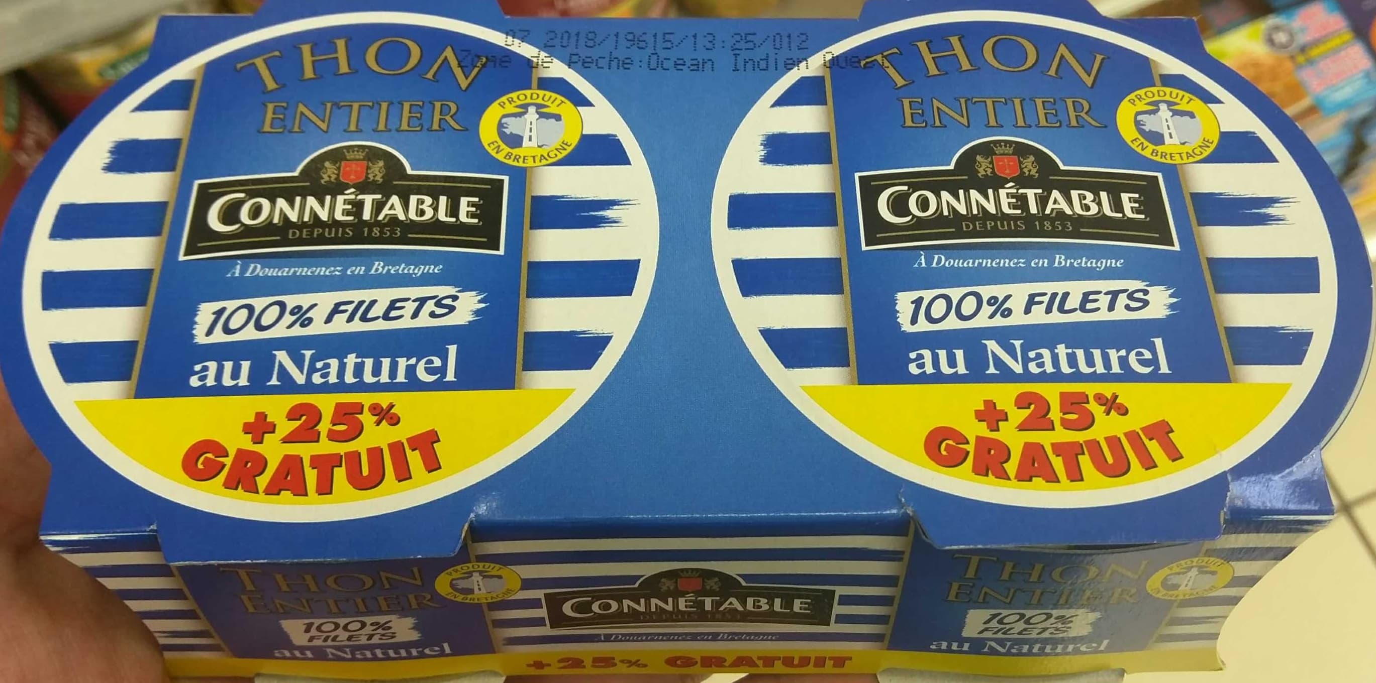 Connétable Thon entier 100% Filets au Naturel packshot