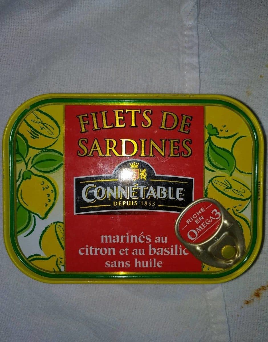 Connétable Filets de sardines marinés au citron et au basilic dans huile packshot