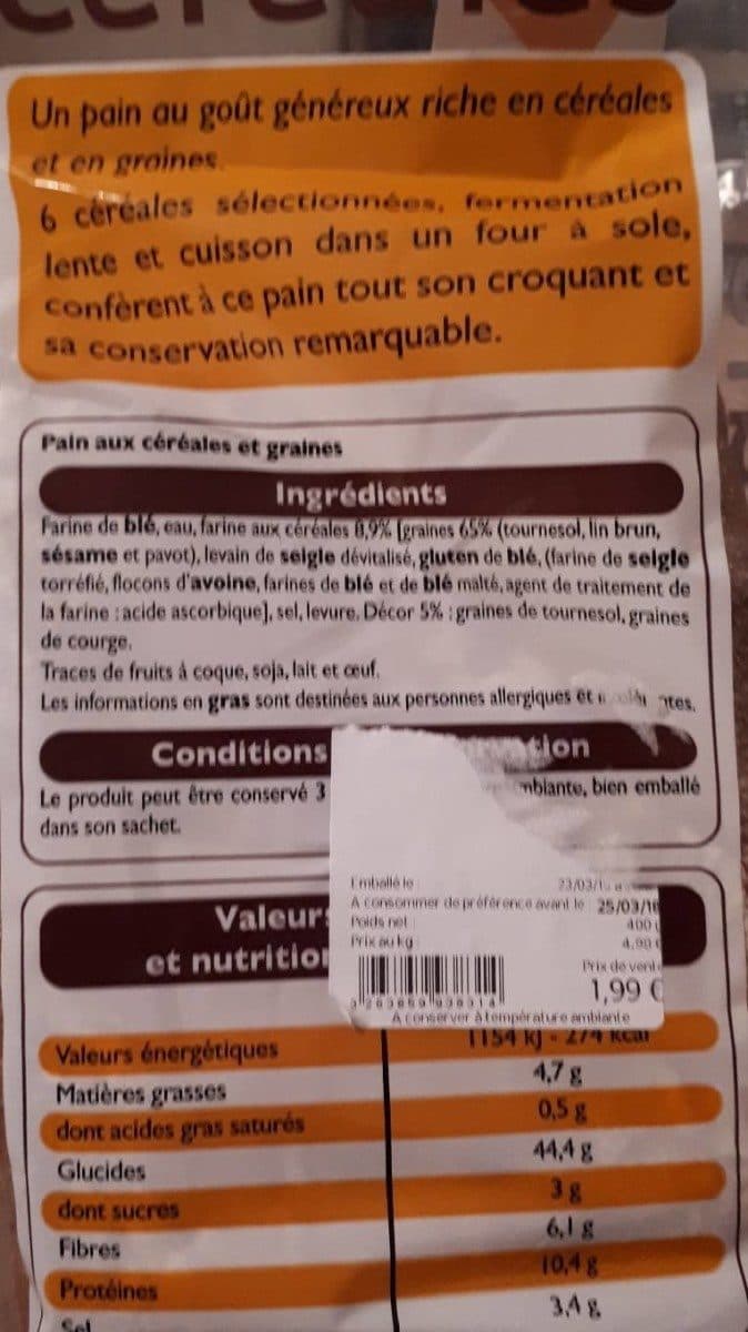 Open Food Facts Pavé céréales packshot
