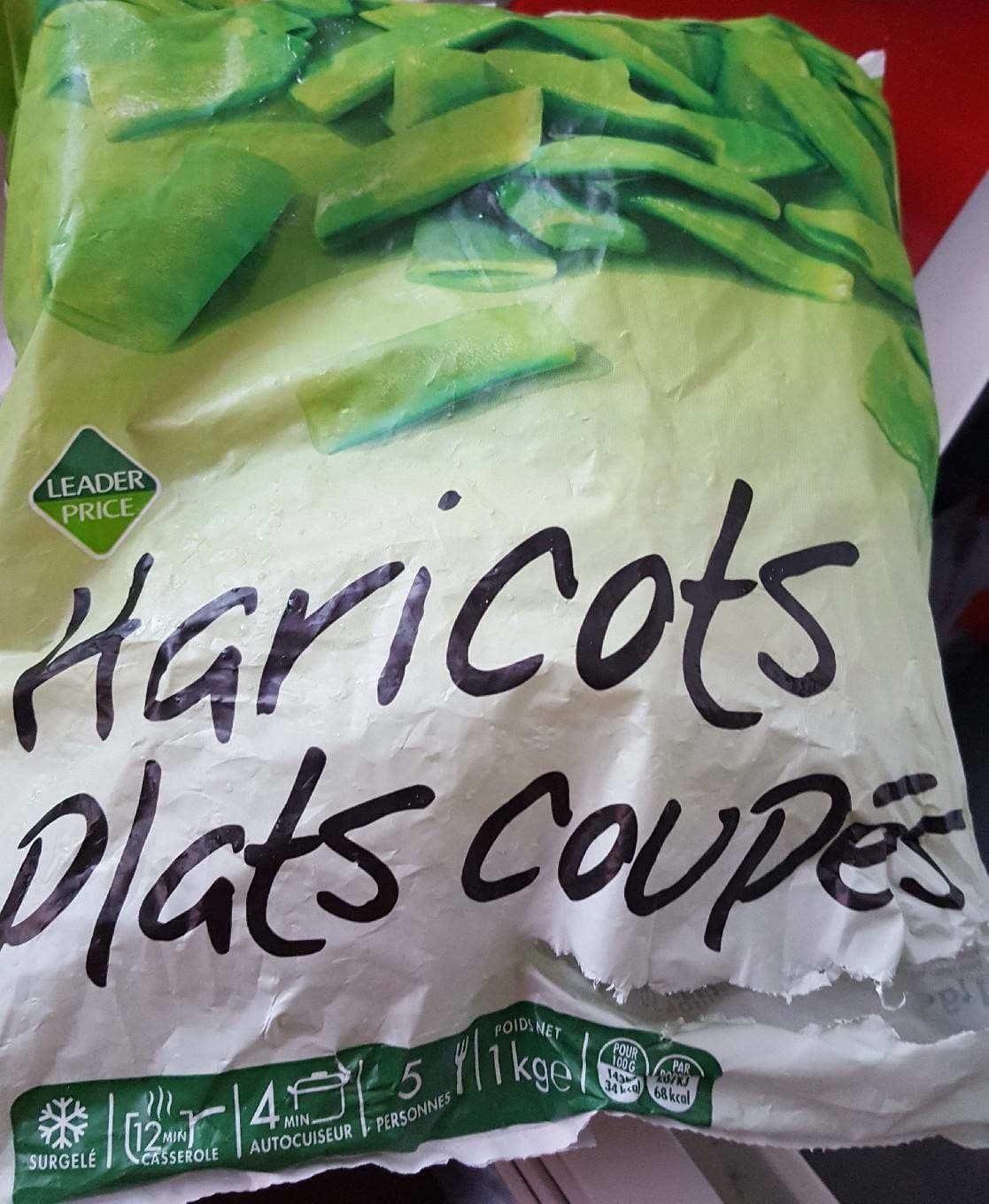 Leader Price Haricots plat coupés packshot
