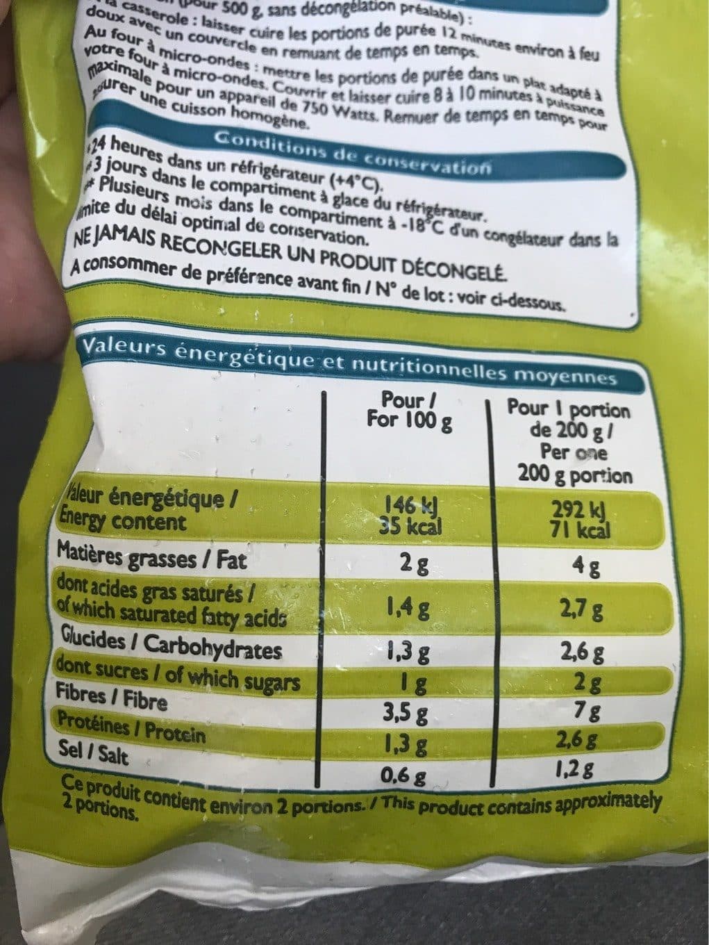 Leader Price Purée De Légumes Verts 500 g packshot