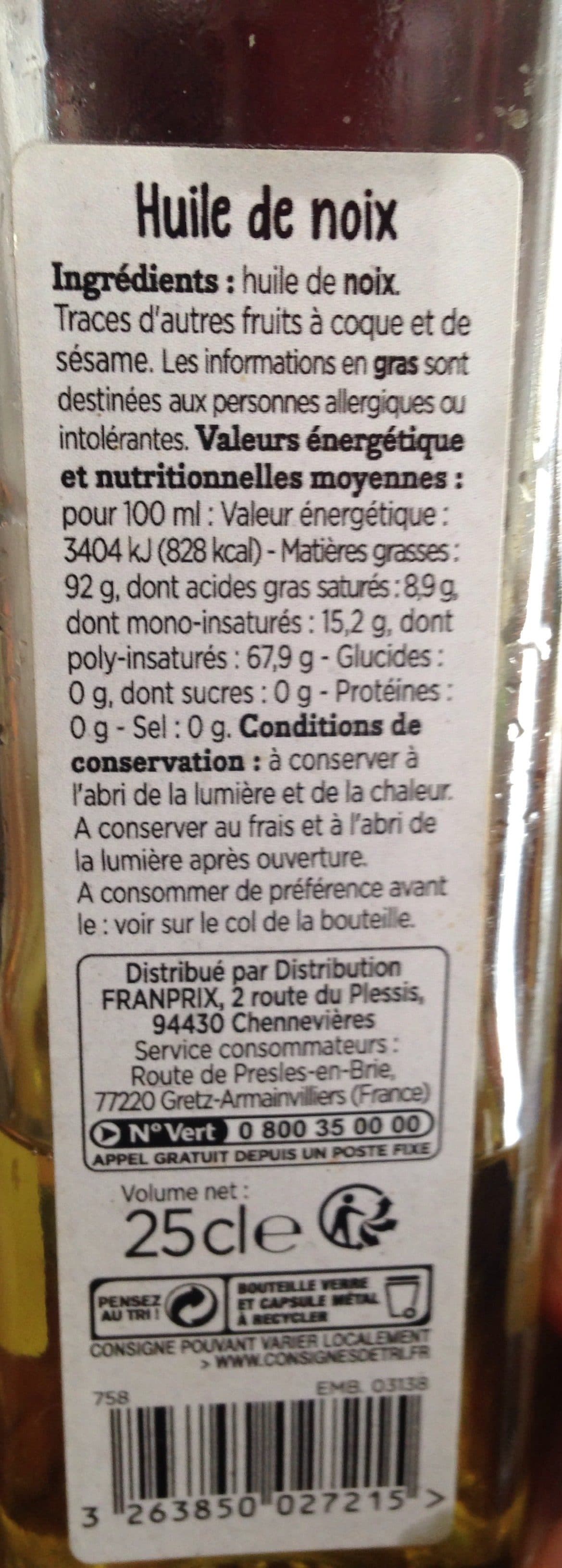 Franprix Huile de noix packshot