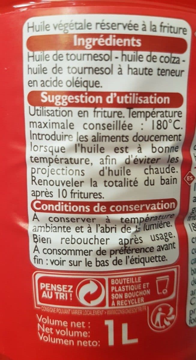 Leader Price Huile végétale pour friture packshot