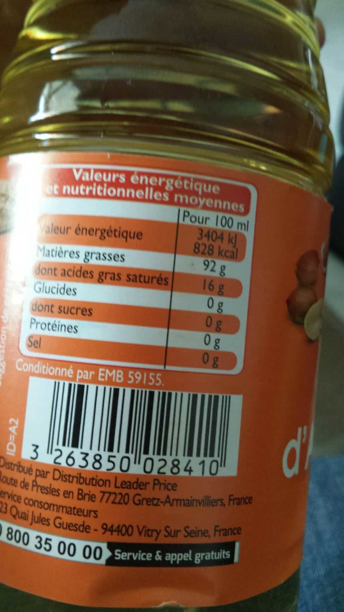Leader Price Huile d arachide packshot
