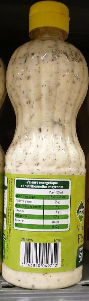 Leader Price Vinaigrette aux fines herbes, allégée en matières grasses packshot