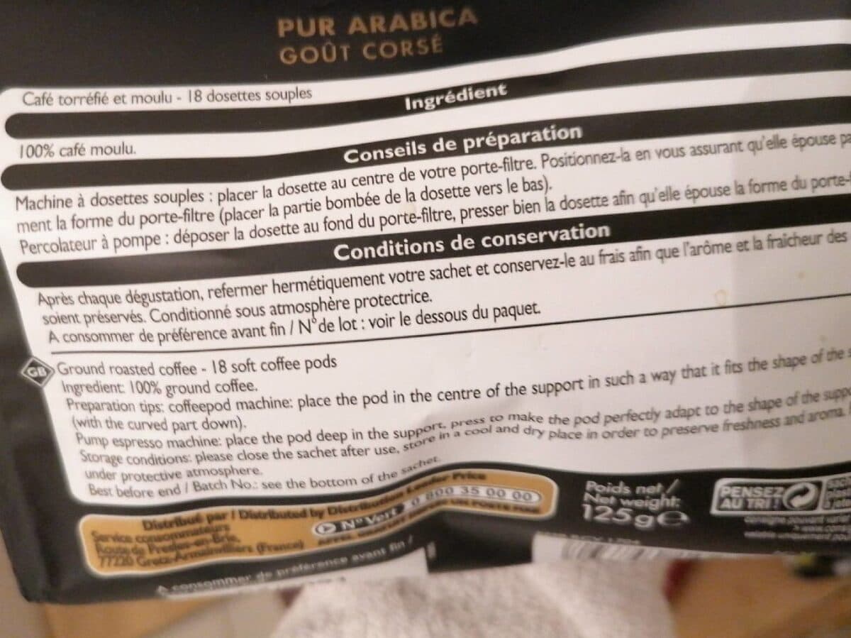 Leader Price Dosette Expresso x18, packshot