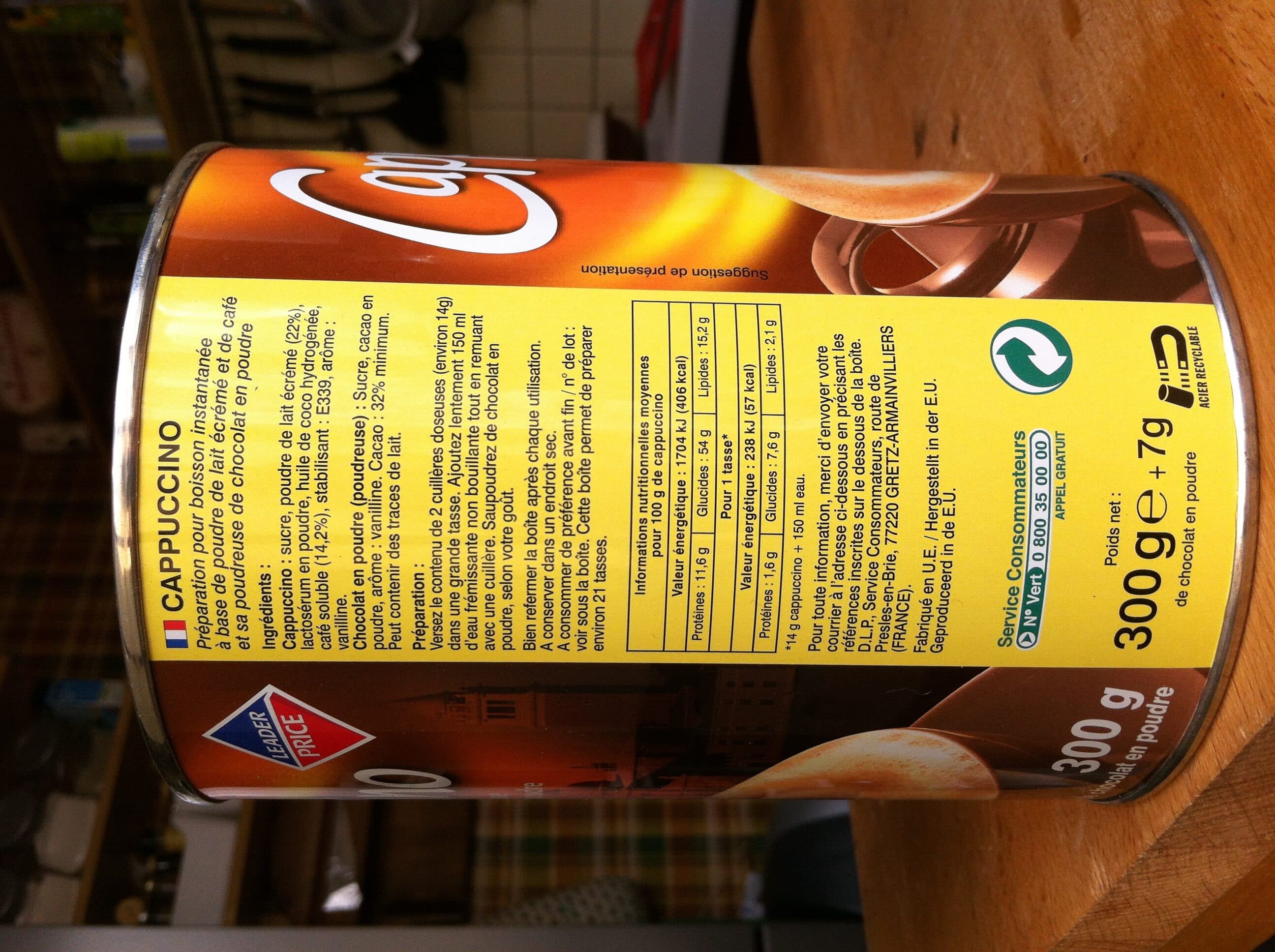 Leader Price Cappucino avec Poudreuse de Chocolat en Poudre packshot