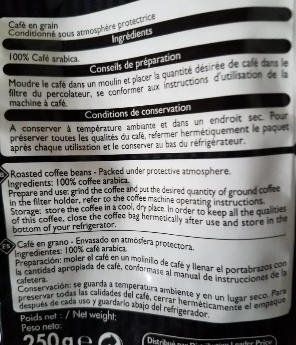Leader Price Café en grains packshot