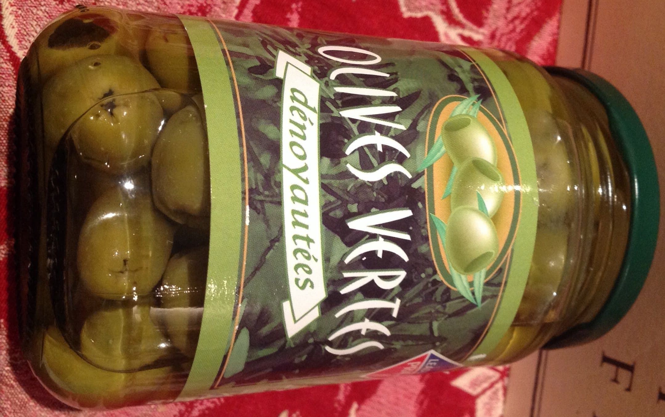 Leader Price Olives vertes dénoyautées packshot