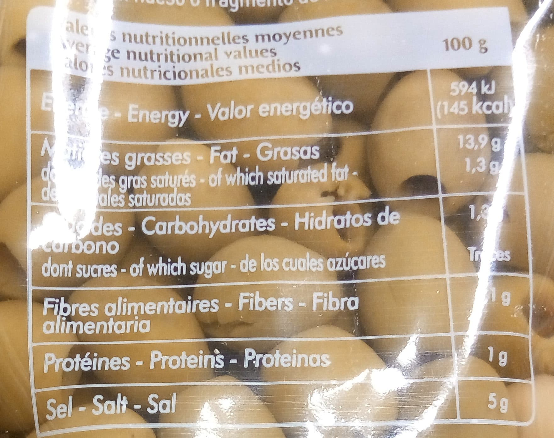 Leader Price Olives vertes dénoyautées packshot