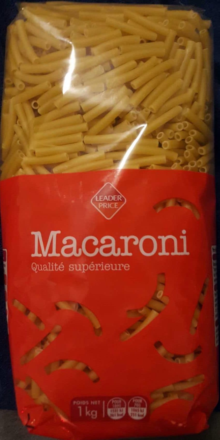 Leader Price Macaroni qualité supérieure packshot