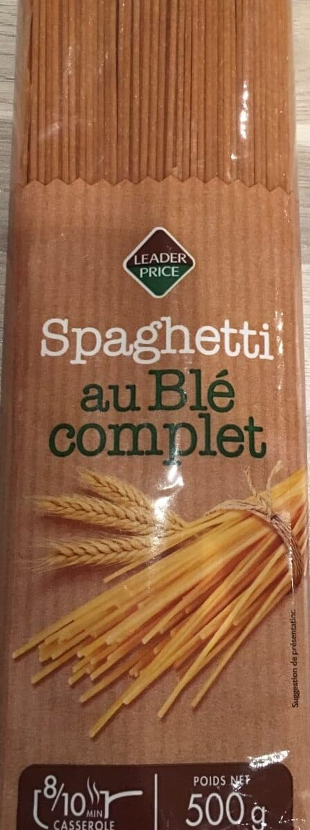Leader Price Spaghetti au blé complet packshot