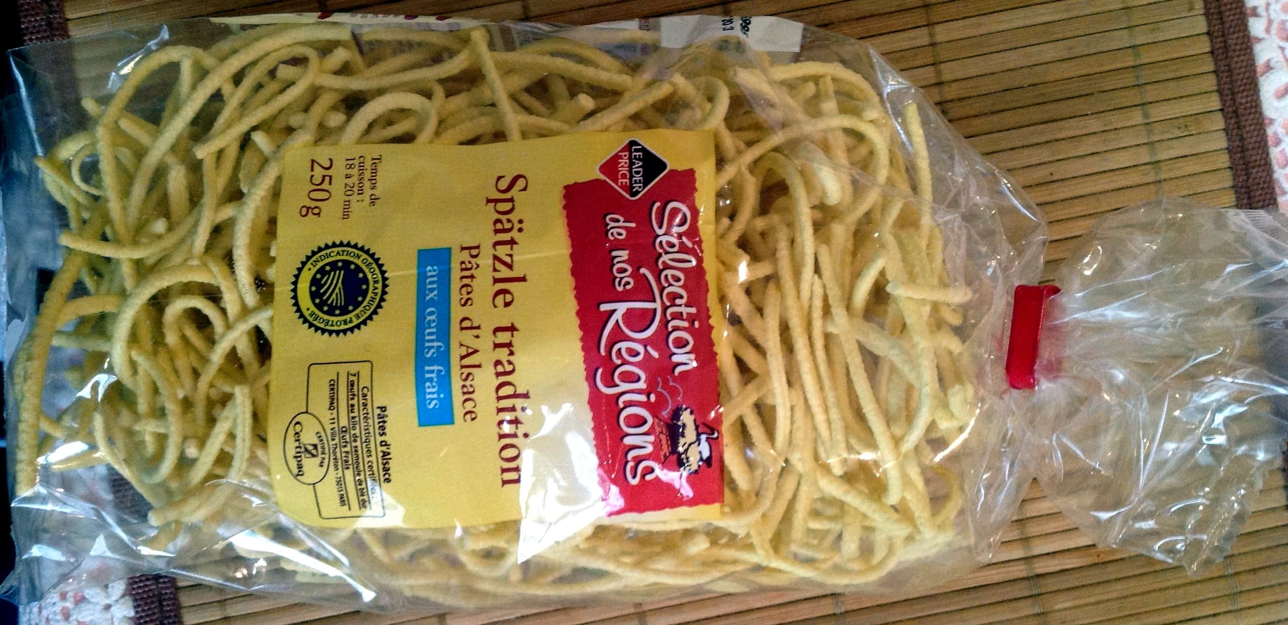 Leader Price Spätzle tradition (Pâtes d'Alsace aux œufs frais) packshot