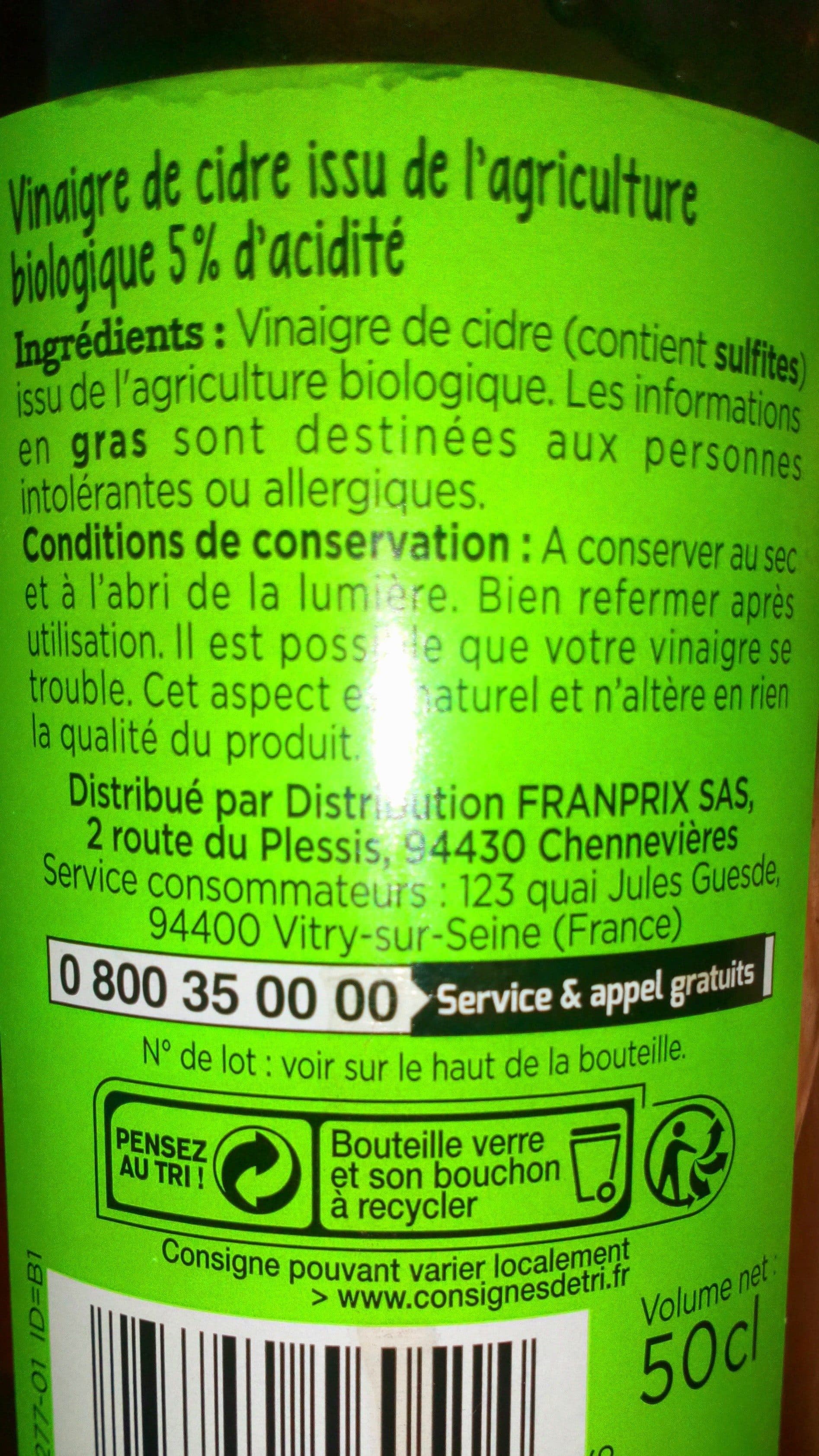 Franprix Vinaigre de cidre packshot