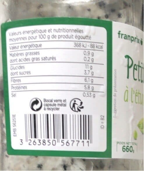 Franprix Petits pois à l’étuvée packshot