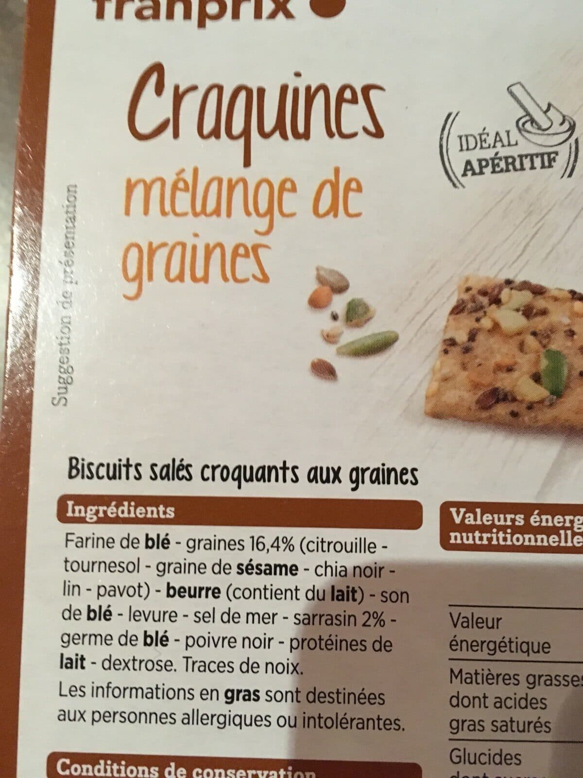 Franprix Craquines mélange de graines packshot