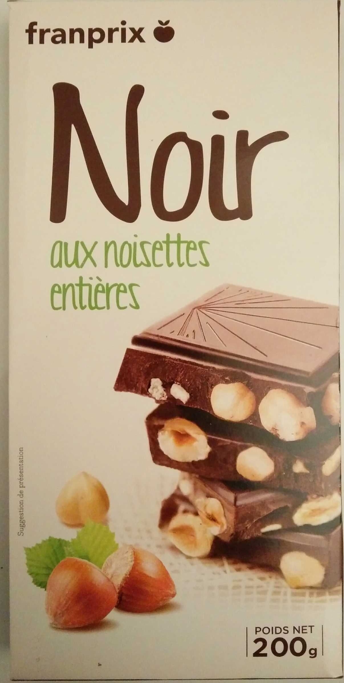 Franprix Chocolat noir aux noisettes entières torréfiées packshot