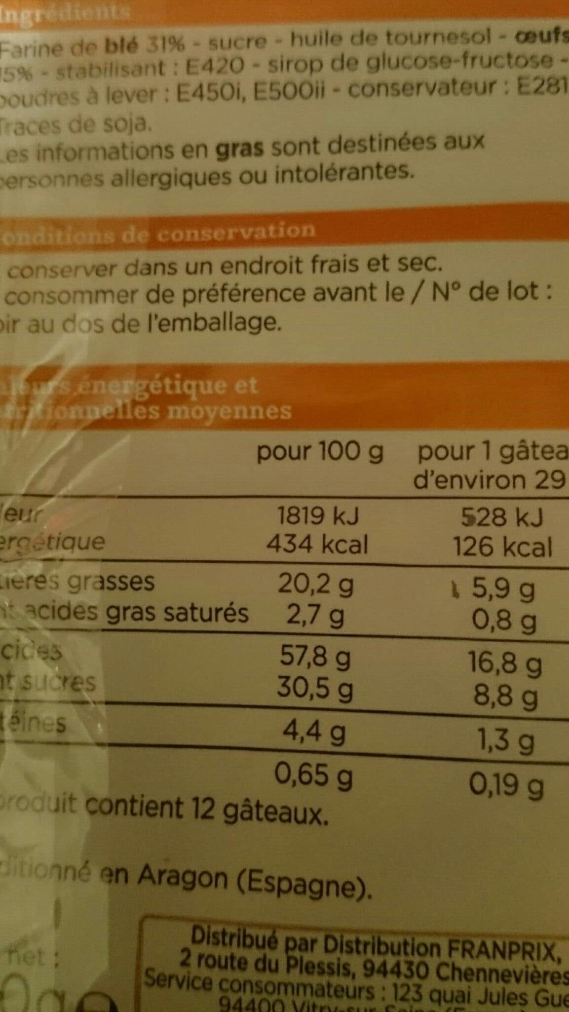 Franprix Magdalenas Aragonaises packshot