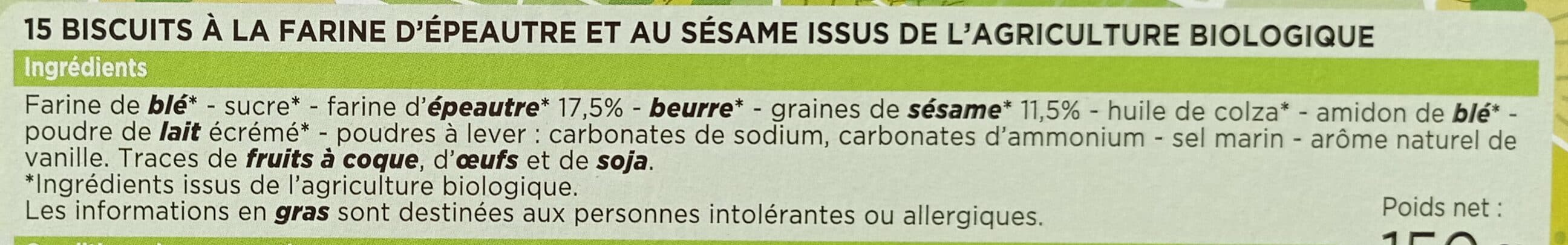 Franprix biscuits épeautre sésame bio packshot