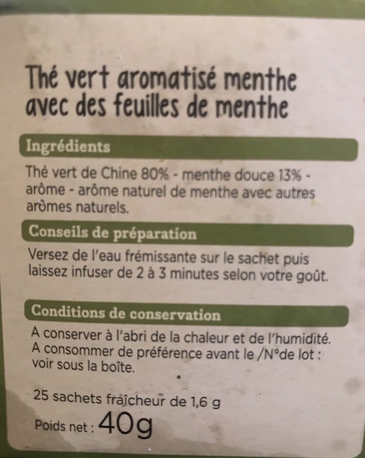 Franprix Thé vert de chine packshot