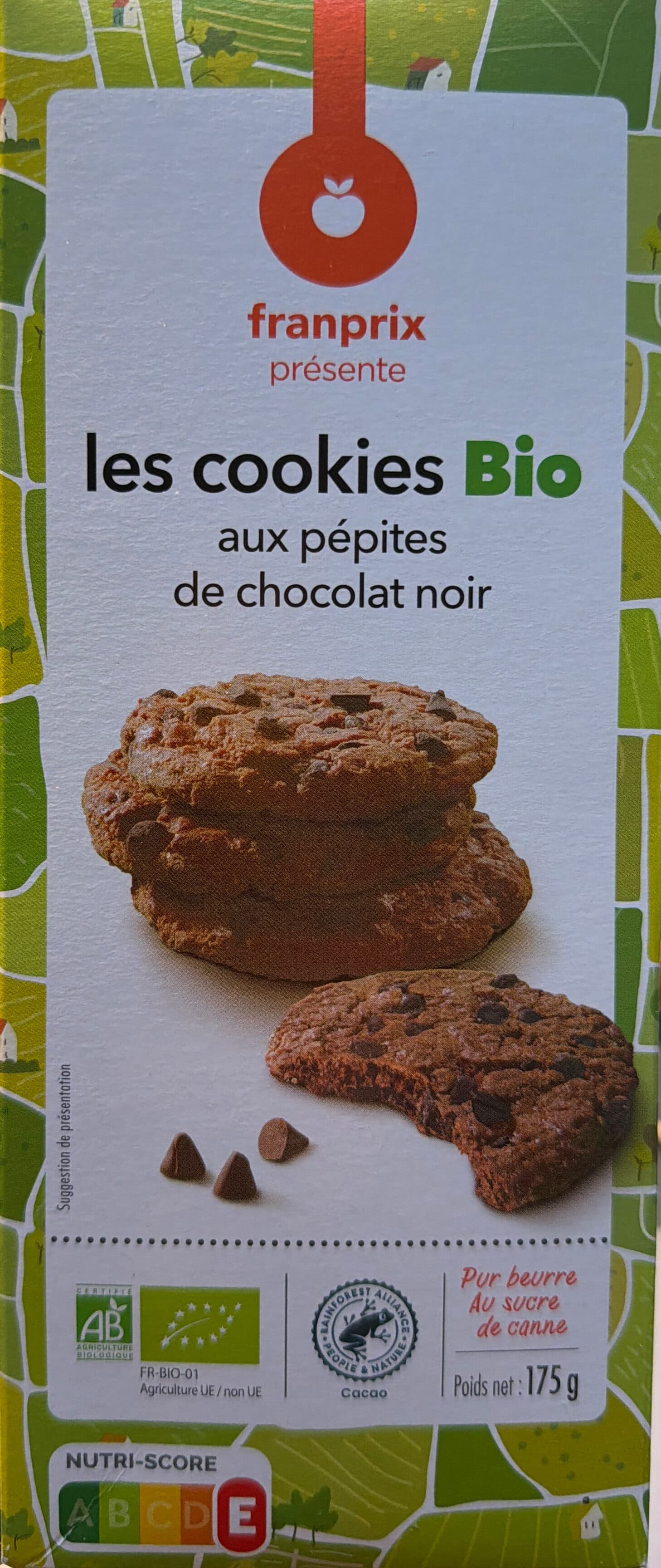 Franprix Les cookies Bio aux pépites de chocolat noir packshot