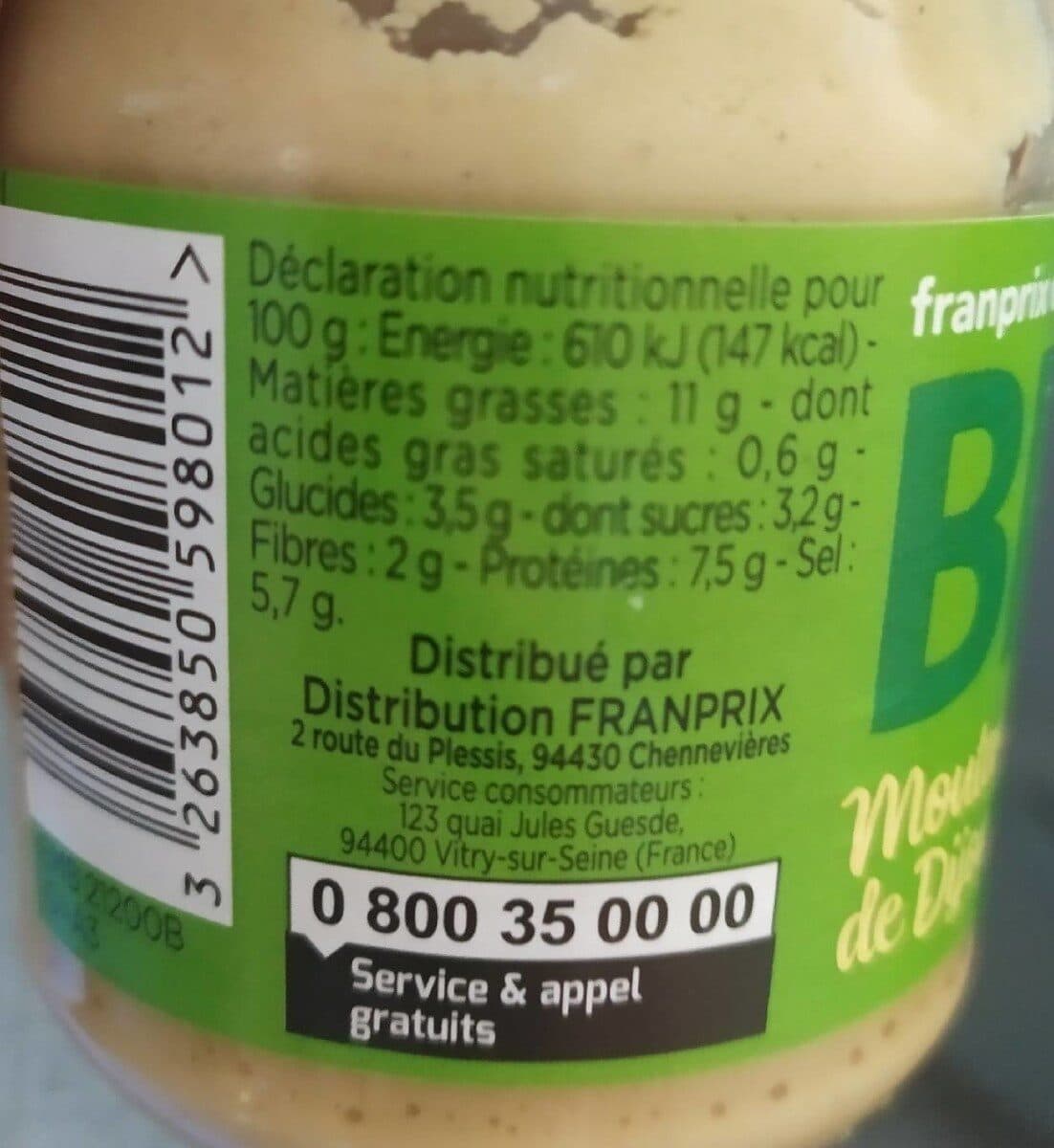 Franprix moutarde de dijon forte bio packshot