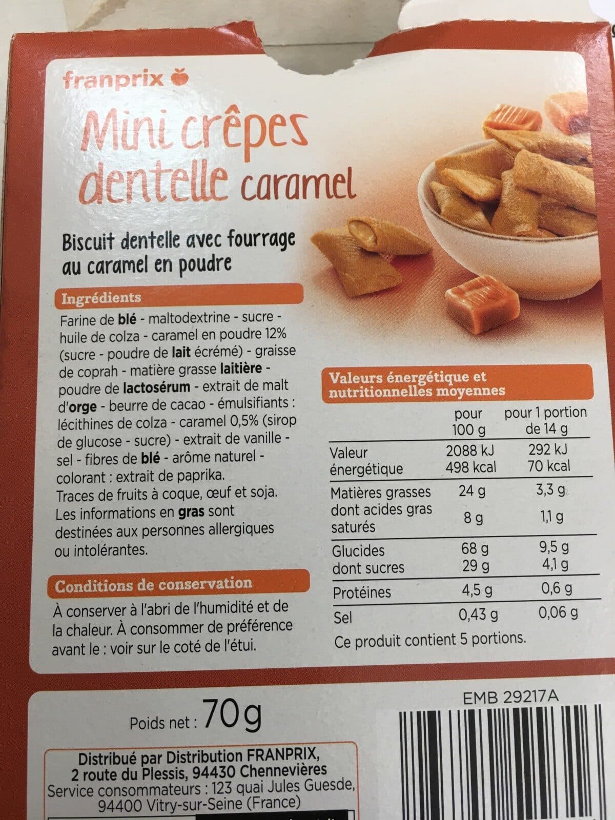 Franprix Mini crêpes dentelle caramel packshot