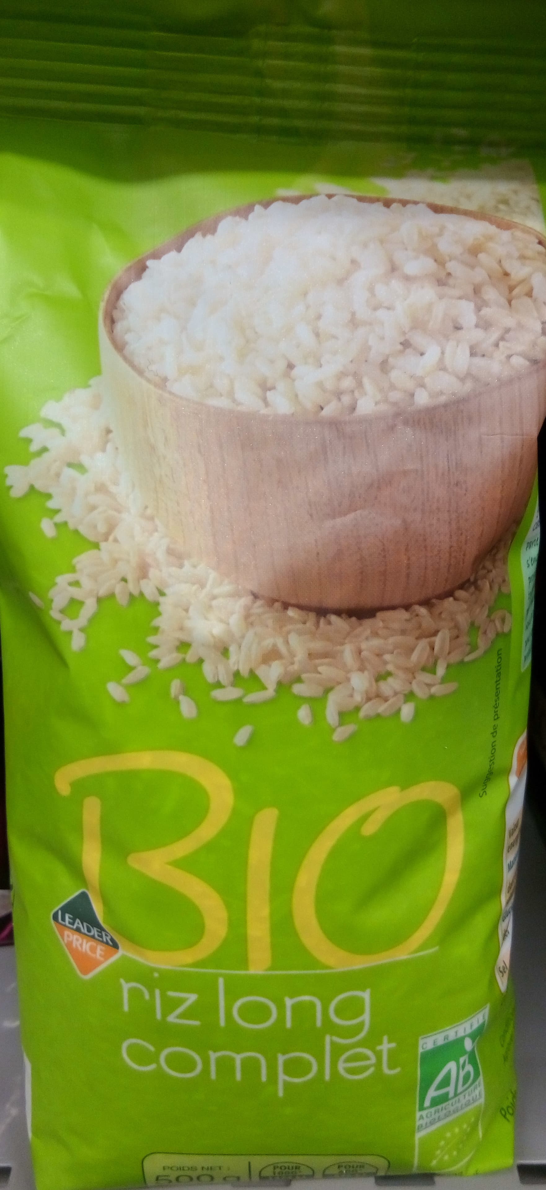 Leader Price Riz long complet bio packshot