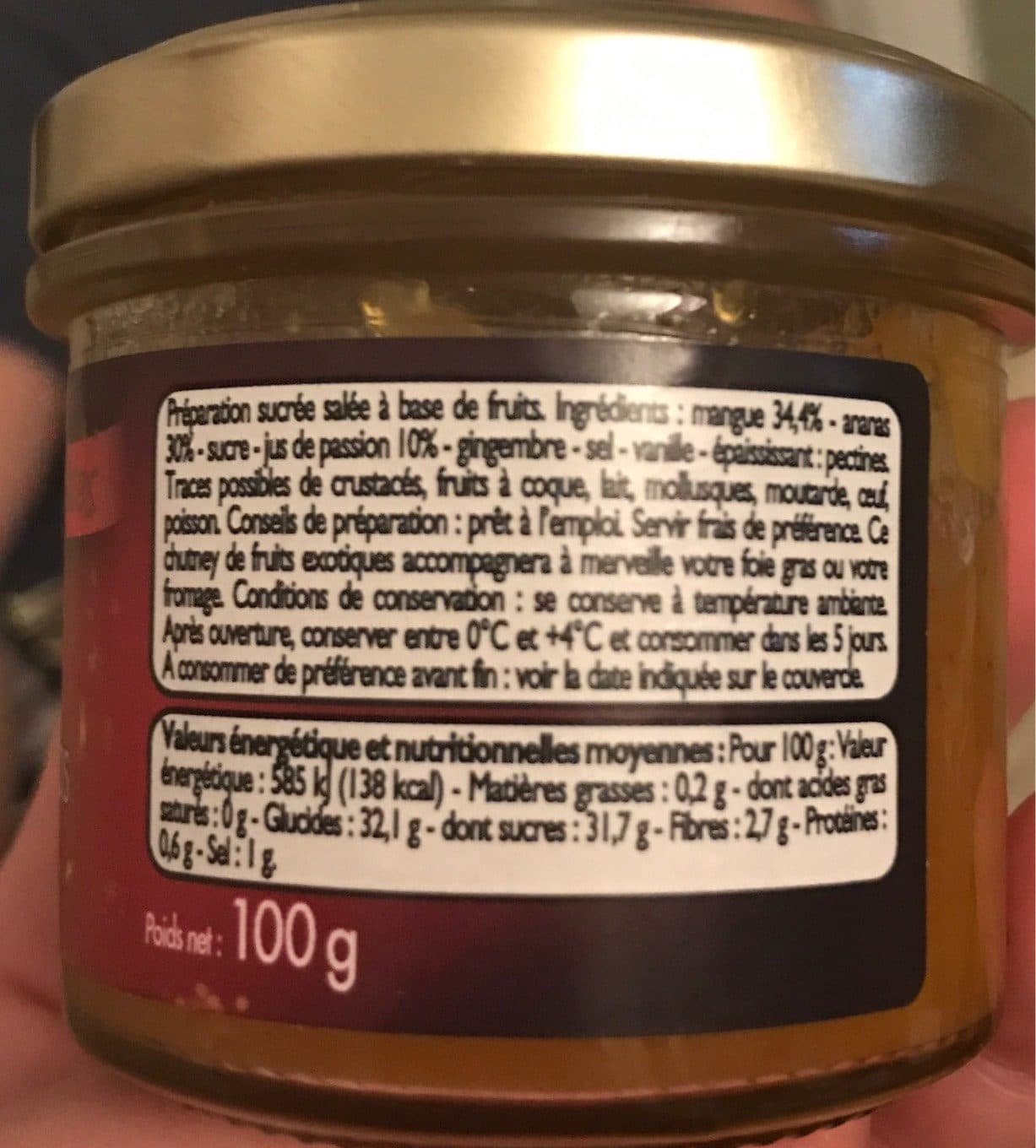 Les Entrees De Fête Chutney mangue ananas passion packshot